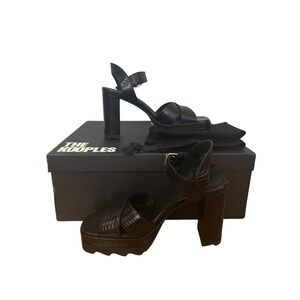 The‎ Kooples NIB Lizard Effect Leather Heel SandalsBlack FR 37/ US 6 MSRP $435